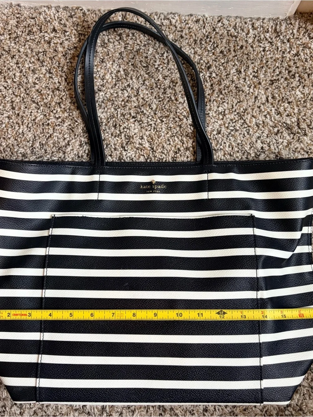 Kate Spade Outlet Hyde Lane Stripe Riley Tote — Black & White